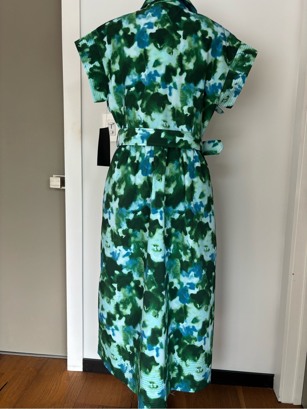 NWT Tuckernuck Deep Lagoon Chloe Watercolor Belted Midi Dress XL - Picture 3 of 12